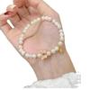Pulseira de Pérola de Água Doce Natural Imitação Borboleta Colorida Esmaltada Joia de Mão Exquisita de Luxo Leve de Nicho para Presente de Namoradas