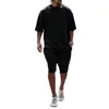 2025 Popular de Exportação Versão Grande Traje Esportivo Casual Solto Camiseta de Manga Curta Shorts Tendência Europeia e Americana Roupas Masculinas