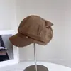 Boné de Boia Fashion com Orelhas de Gato para Mulheres, Novo Boné de Basebol Versátil Casual de Primavera, Chapéu Octogonal Elegante e Estiloso