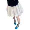 Calça Saia de Botão Floral Branca para Mulheres, Verão Fina Nova de Cintura Alta Casual Saia Calça Bufante, Shorts Largos de Perna Larga Linha A Lanterna