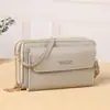 2025 Nueva Bolsa de Hombro Multiusos de Gran Capacidad Color Sólido Moda Simple Horizontal Cruzada para Teléfono Móvil Mujeres