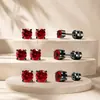 Pendientes Redondos Negros de Circonita de Doble Cabeza con Cuatro Garras Estilo Europeo y Americano, Tornillos para Oreja Cilíndricos de Acero Inoxidable 316, Accesorios para Oreja Antideslizantes en Relieve