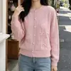 Transfronterizo Primavera y Otoño 2026 Nuevo Estilo Floral Tridimensional Adornado Versátil Dulce Suave Estilo Cárdigan de Punto Suéter Cuello Redondo Moderno