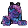Mochila Estampado Creativo para Estudiante Set de Tres Piezas Serie Mariposa 3D Mochila Combinada de Gran Capacidad para Computadora para Hombre y Mujer