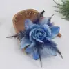 2025 Seis Hojas Cabeza de Flor Grande Sombrero de Flor Ropa de Flor Amazon Moda Europea y Americana Tela Brillante Pluma Flor Artificial 910