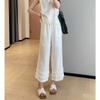 Conjunto Chic y a la Moda de Estilo Francés: Top sin Mangas de Lino Tencel con Caída + Pantalones Cropped Rectos de Pierna Ancha