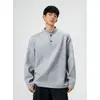 Sudadera Henley de Peso Pesado con Cuello Alto de 270g para Hombre, Mezcla de Algodón, Media Cremallera, Manga Larga, Capa Base Lesxiangshui Ropa para Hombre al por Mayor