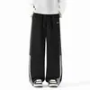 Pantalones de chándal a rayas personalizados/estilo americano, nuevos para otoño, corte holgado, caída, bloques de color, pantalones casual versátiles