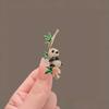 Broche de panda estilo chino con cintura alta, estilo retro, combina con todo, ideal para chaquetas de traje.