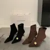 Botines de Punta First Encounter Ji para Mujer 2026 Otoño/Invierno Nuevo Estilo Botas para Mujer Botas de Tacón Alto Botas Adelgazantes Botas Cortas Cálidas con Terciopelo