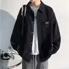Camisa de veludo cotelê retrô americana masculina outono e inverno manga comprida solta duffian bonito elegante ins camisa casual jaqueta masculina