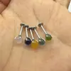 Color caramelo cuentas de vidrio color acero titanio dientes internos 1.0 dientes clavo de labio clavo de hueso de oreja Europa y Estados Unidos transfronterizo perforación joyería Yiwu