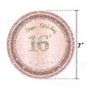 Set de Decoración para Fiesta de Cumpleaños de Oro Rosa con Diamantes Transfronterizo Plato de Papel Mantel Suministros de Decoración para Cumpleaños Número 18