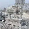 Par de Elefantes de Pedra Granito 1,8m Elefantes de Pedra Auspiciosos para Entrada de Estabelecimentos Comerciais para Atrair Riqueza Enfeites de Animais