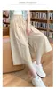 Nuevos Pantalones de Pierna Ancha de Seda Helada para Mujer Verano Delgados de Cintura Alta Caída Casual Estilo Japonés Pantalones Perezosos Textura Capri Culottes
