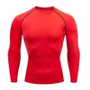 Roupa Íntima Masculina de Manga Longa Justa para Esportes Secagem Rápida Respirável Roupas de Treino Secagem Rápida Malha para Academia Calças de Compressão para Academia Roupa Íntima para Basquete