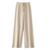 Pantalones de pierna ancha rojos gruesos 100% lana para Otoño e Invierno de Año Nuevo para Mujer de Cintura Alta Rectos Ropa Exterior Pantalones que Arrastran el Suelo Pantalones Colgantes