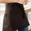 Garçom masculino e feminino avental preto curto hotel restaurante restaurante ocidental café cozinha meia cintura