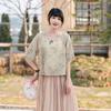 Traje Hanfu 2024 Verano Nuevo Algodón y Lino Estampado Hanfu Mejorado Artístico Retro Casual Suelto Traje de Falda