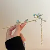 Horquilla de Perla de Lirio del Valle, Horquilla con Borla de Estilo Antiguo, Accesorio para el Cabello de Perla con Rama Dorada de Lirio del Valle, Nuevo Accesorio para el Cabello de Placa Oscilante Elegante Retro de Estilo Chino