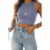 Verano 2023 transfronterizo Amazon color liso Nuevo wish europeo y americano sin mangas cuello redondo forma de I chaleco camiseta comercio exterior ropa de mujer