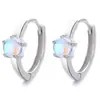 Brincos de Pedra da Lua em Prata 925 para Mulheres, Argolas Lisas Minimalistas, Joias de Luxo Leve de Alta Qualidade, Brincos de Design Exclusivo, Argolas de Orelha