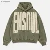 Sudadera con capucha lavada desgastada, Sudadera con capucha bordada vintage de corte holgado, Sudadera casual americana para uso diario para hombre