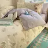 Atardecer Cálido de Invierno Proceso de Lavado con Agua de Rosa Algodón Conjunto Doble de Cuatro Piezas para el Hogar Conjunto de Tres Piezas para Dormitorio de Estudiante Textiles de Hogar de Invierno