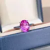 Anillo de Plata de Ley S925 con Zafiro Rosa para Mujer, Gema de Color Cultivada, Forma de Huevo de Paloma, Diseño de Nicho de Alta Gama, Estilo Lujo Ligero