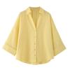 Aliexpress Ropa Europea y Americana para Mujer al por Mayor Transfronteriza 2025 Nueva de Principios de Primavera Casual Cómoda Camisa de Mangas Anchas con Cuello