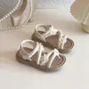 Sandalias para niñas de 6 a 12 años, sandalias de princesa infantiles de verano, zapatos de playa antideslizantes de suela blanda para niñas, zapatos de verano modernos y versátiles