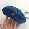 Boina de Jeans Azul para Mulheres, Estilo Primavera e Outono, Circunferência da Cabeça Grande, Boina Coreana Doce e Cool, Chapéu Artístico de Pintor para Afinar o Rosto