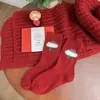 Meias Vermelhas Femininas de Cano Médio para o Ano de Nascimento, Outono e Inverno Quentes e Simples Vermelhas Presente de Ano Novo Meias de Natal Meias Zhuji