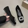 Zapatos de Cuero con Suela Suave y Pedrería Estilo Francés para Mujer, Versión Coreana Primavera 2026 Zapatos de Hada Boca Baja Mocasines Planos