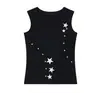 Chaleco Sin Mangas con Remaches de Estrella de Cinco Puntas de Diseño Nicho Retro Americano Casual Ajustado Corto Tipo Tank Top para Mujer