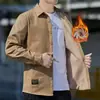 Camisas Cálidas de Otoño e Invierno para Hombre Camisas Gruesas con Forro Polar Pantalones Casuales con Múltiples Bolsillos de Solapa Chaquetas de Pana Sueltas de Talla Grande para Hombre
