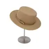 Sombrero de Lana de Ala Plana con Cinturón Estilo Francés para Mujer, Sombrero de Fieltro Versátil para Moda de Otoño e Invierno, Sombrero de Jazz Retro para Socialité