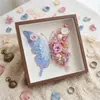 Kit de Materiales Hechos a Mano de Flores y Mariposas DIY Resina Epoxi Pintura al Óleo Textura Flor Eterna Marco de Fotos Arte de Pared Regalo