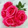 Rosa Anna de 9 cabezas transfronteriza para boda y decoración del hogar, arreglo floral de rosas para auditorios y entornos de hotel, flores artificiales de diseño DIY