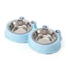 Cuencos para Mascotas Skrtuan de Acero Inoxidable, Doble Cuenco para Comida y Agua para Perros, Gatos y Conejos, Alimentador Antideslizante para Mascotas con Diseño Lindo, Libre de BPA, Aptos para Lavavajillas