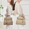 Bolso Estilo Nuevo Cuero Genuino Alta Calidad Bolso Kelly Primera Capa Piel de Vaca Gama Alta Gran Capacidad Portátil Bolso de Hombro Cruzado