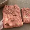 Pack de Serie Primavera Otoño Nuevo Estilo Algodón Nube para Mujer Manga Larga Solapa Pequeña Pantalón Largo Conjunto para Estar en Casa Estilo Étnico