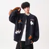 Sudadera Cardigan de Felpa Estilo Americano para Hombre, Marca de Moda, Nuevo Diseño Otoñal Holgado Versátil Casual
