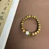 Pulsera de Sándalo Verde, Nueva Pulsera de Cuentas de Buda de Sándalo Verde Estilo Chino, Pulsera de Flor de Durazno, Pulsera Artesanal de Madera, Pulsera de Estilo Étnico