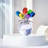 Flores de Cristal Creativas Siete Rosas Adorno de Escritorio Regalo de Festival para Amigos Maestros Adorno Flores de Cristal