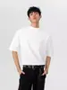 Camiseta de Manga Corta de Peso Pesado para Hombre, Nueva Marca de Moda Primavera/Verano, Color Sólido, Corte Ajustado, Corte Limpio, Camiseta Base
