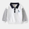 Ropa Infantil al por Mayor Primavera y Otoño 2026 Nueva Sudadera para Niños Chaqueta de Manga Patchwork Infantil Camisa con Solapa Bordada de Dinosaurio para Bebé Moderna
