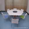 Mesa Plegable Hexagonal Combinada Mesa de Conferencias Desmontable Empalmable Tira Larga con Ruedas Sala de Entrenamiento Mesa y Sillas Trapezoidales Plegables