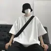 Camiseta de algodón gruesa para estudiante con hombros caídos color liso holgada para hombre verano casual para correr absorbente de sudor manga corta baloncesto media manga