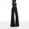 Jeans Acampanados Sueltos, sin Cinturilla Elástica, Resistentes a la Decoloración, Color Negro y Dorado, para Mujer, Adelgazantes, Levanta Glúteos, Caída Suelta, Versátiles